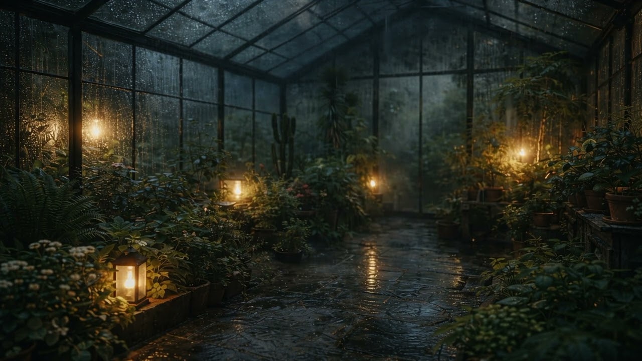Gentle Rain on Greenhouse Glass | Deep Sleep Ambience