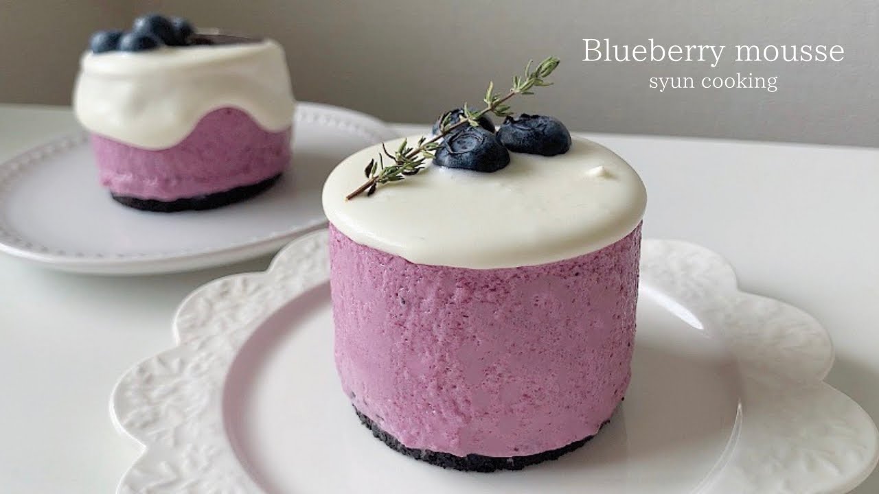 ジャムでできる！混ぜて冷やすだけ！濃厚ブルーベリームースケーキ作り方 Blueberry mousse cake 블루 베리 무스 케이크