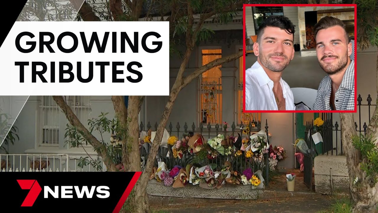 Tributes grow outside Paddington terrace for Jesse Baird and Luke Davies | 7 News Australia