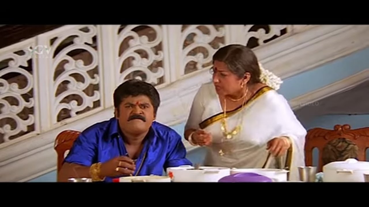 Mother Feeding Idli to Jaggesh Like a Baby - Patela kannada movie part-1