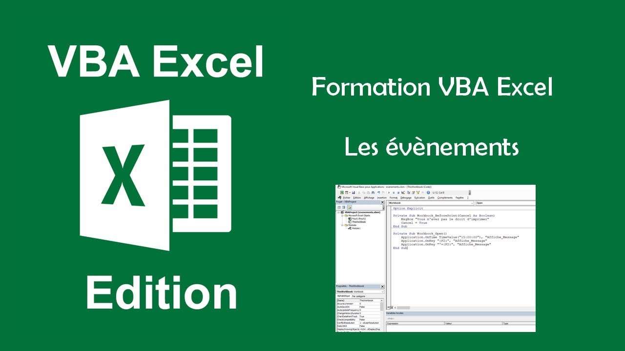 Formation VBA Excel - Les évènements