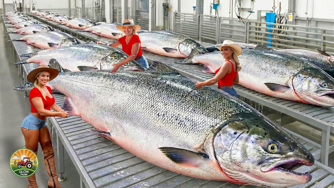 How Millions of Atlantic Salmon Are Raised and Processed  - Salmon Processing in Fish Factory