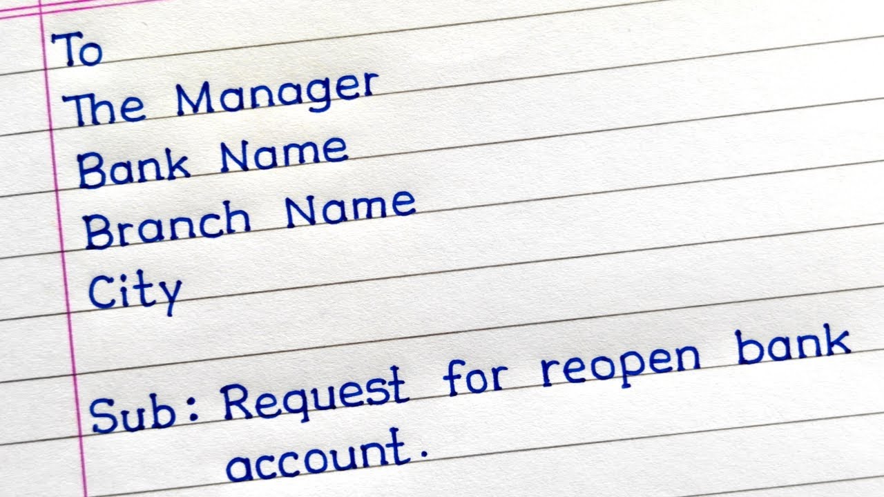 How To Write An Application For Reopen Bank Account In English | Reopen Bank Account Application |