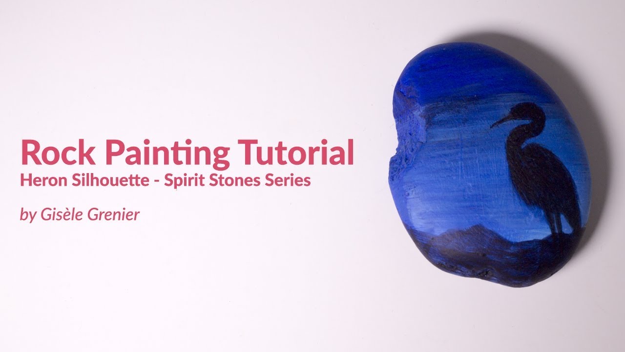Heron Silhouette (Spirit Stones Series) - Painting on Rocks