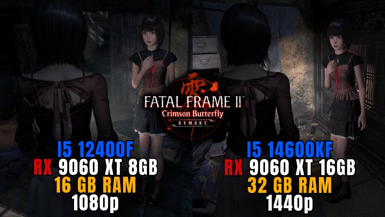 FATAL FRAME 2: CRIMSON BUTTERFLY REMAKE - DEMO PC | Otimização | RX 9060 XT 8GB vs RX 9060 XT 16GB