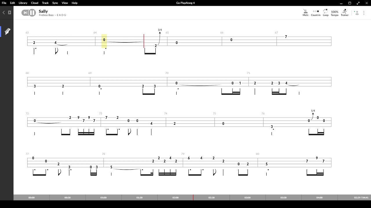 Sally ( Vasco Rossi ) ,Tablatura e base Senza Basso - Backing bass track - NO BASS