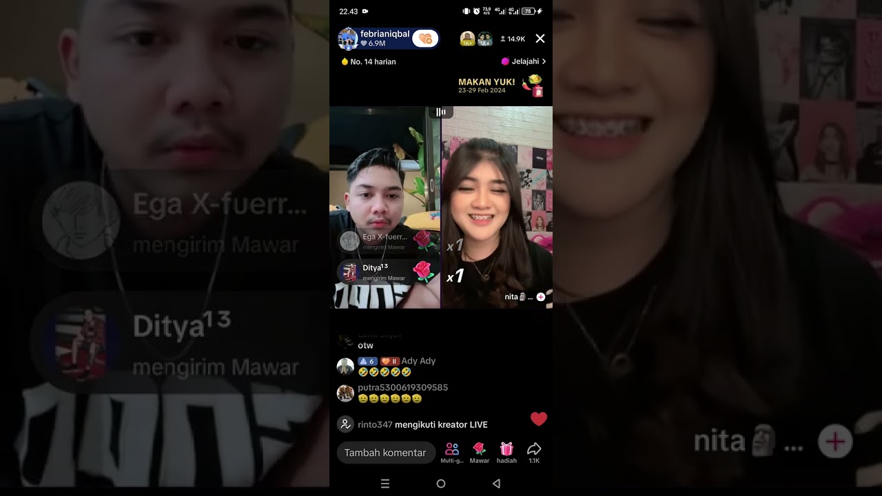 Febri live tiktok bareng sama Nita😍Febri mati kutu gara2 ikan kantalnya kebongkar sama si Nita