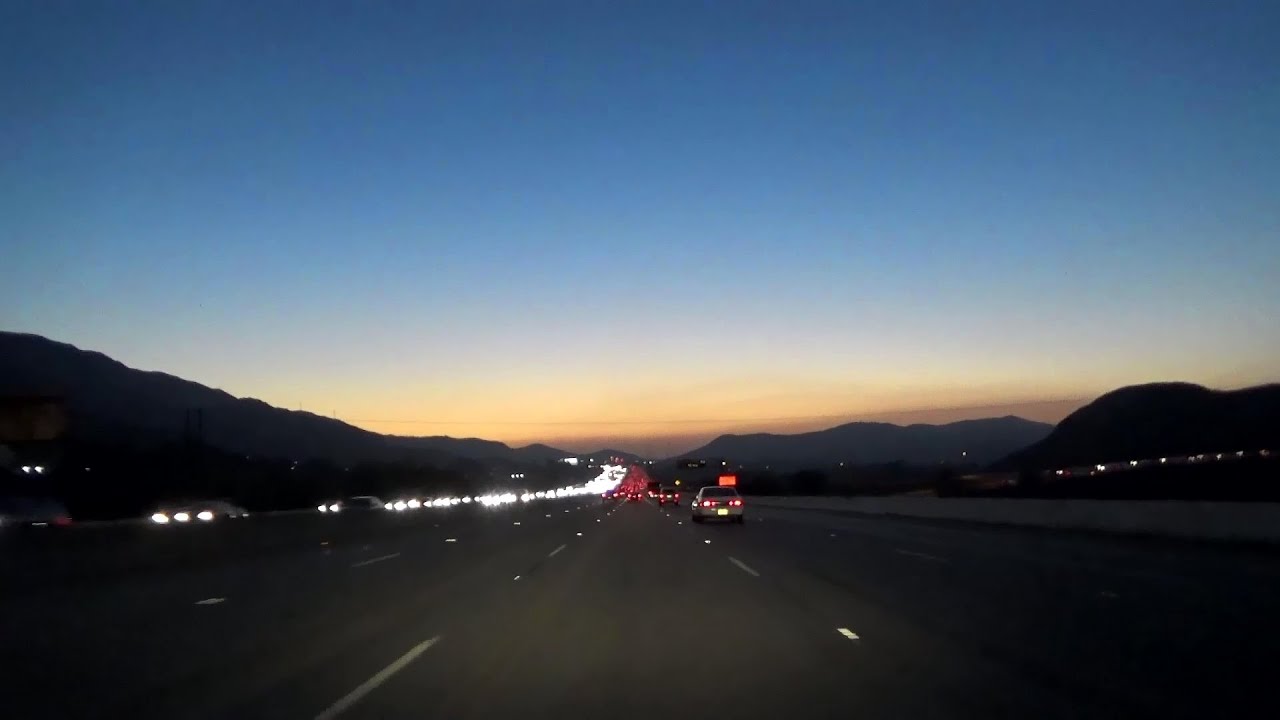 CA-91, West, Riverside Freeway at Dusk Twilight [60fps]