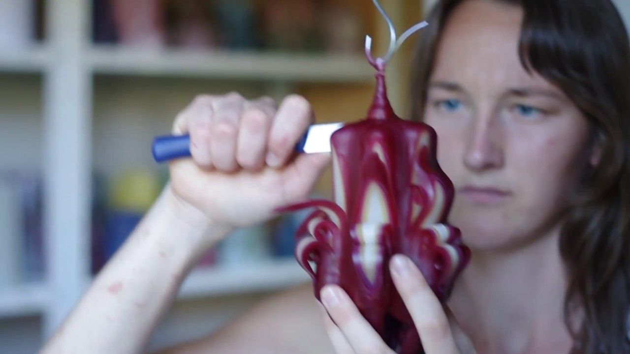 Őrségi faragott gyertya - Carved candles from Hungary