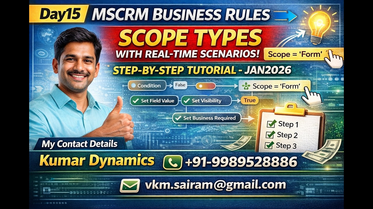 Day15 MSCRM Business Rules Scope Types with Real-Time Scenarios | Step-by-Step Tutorial-Jan2026
