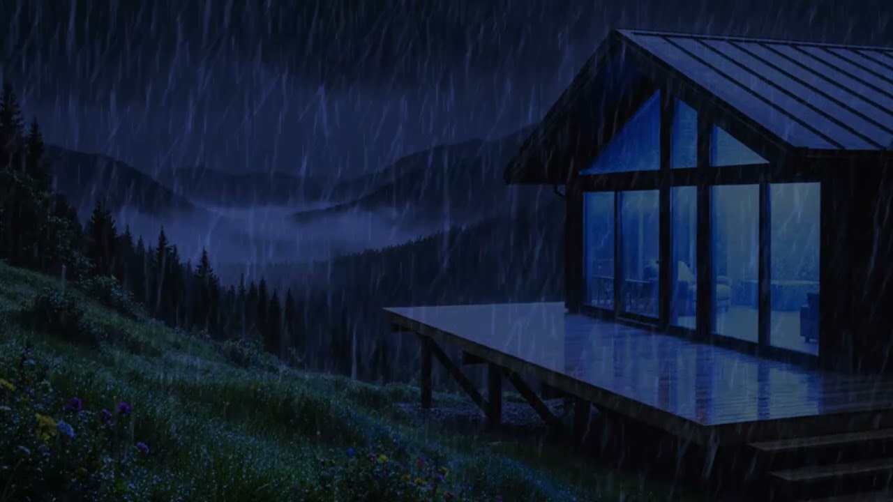 YOU’LL FALL ASLEEP IN MINUTES 🌧️ Torrential Rain on an Isolated Forest Cabin at Night — ASMR