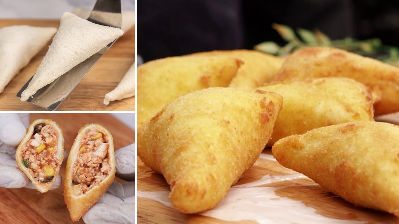 Chicken Bread Samosa Cones Recipe By Kitchen Content (Ramzan Special)