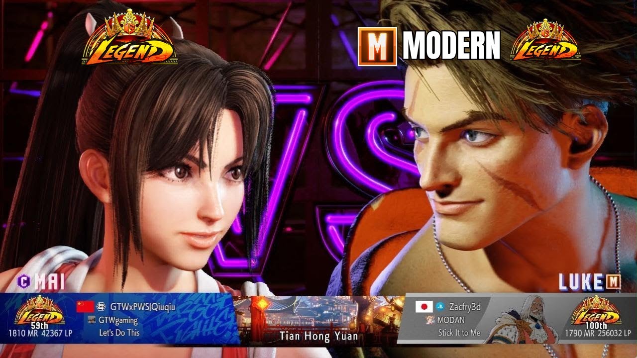 Mai (Qiuqiu) vs Modern Luke (Zacfry3d) Legend 1800 MR | SF6