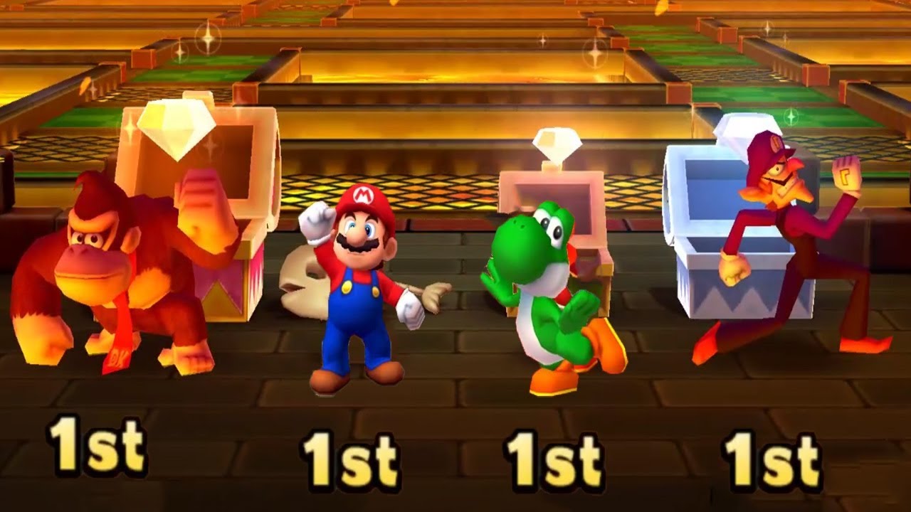 Mario Party Star Rush MiniGames #5 - Donkey Kong Vs Mario Vs Yoshi Vs Waluigi (Master Cpu)