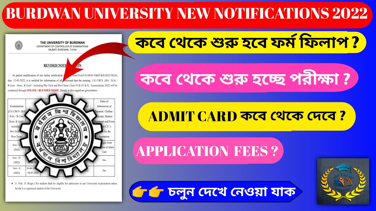 Burdwan University Exam Schedule Published 2022 | WB Even Sem Exam 2022 | The Way Of Education