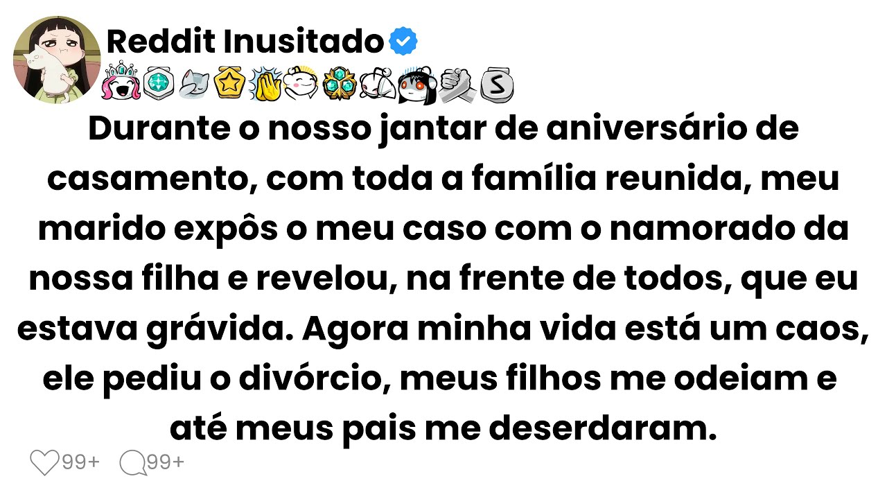 Durante o nosso jantar de aniversário de casamento, com toda a família reunida, meu marido expôs...