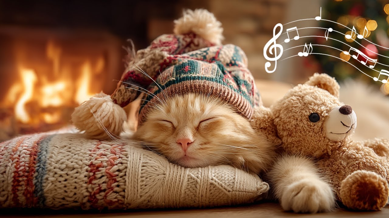 🔥 Cozy Nights: Relaxing Cat Music & Fireplace Sounds for Ultimate Calm 💤