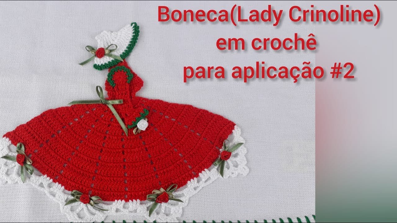 Boneca (Lady Crinoline) em crochê para aplicação #2