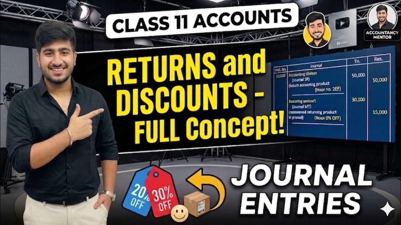 Purchase , sales return and trade discount and cash discount journal entry class 11 commerce 