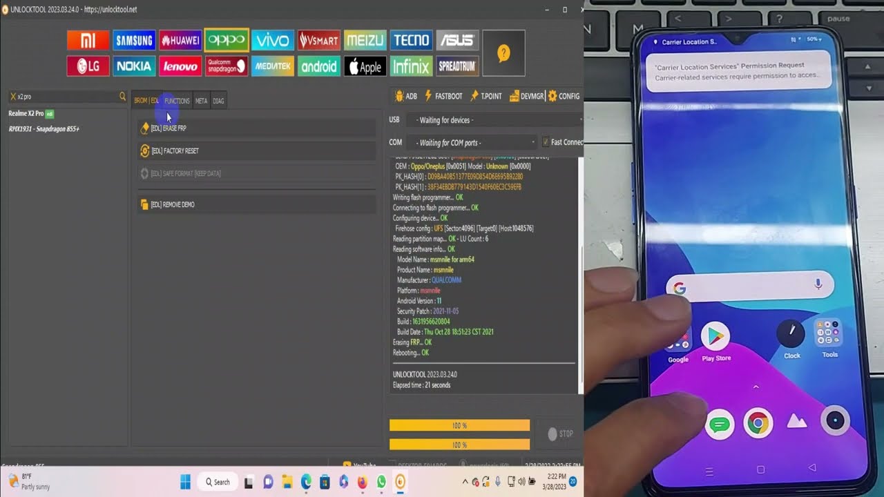 NEW REALME X2 PRO REMOVE SCREEN LOCKED AND FRP PYPASS