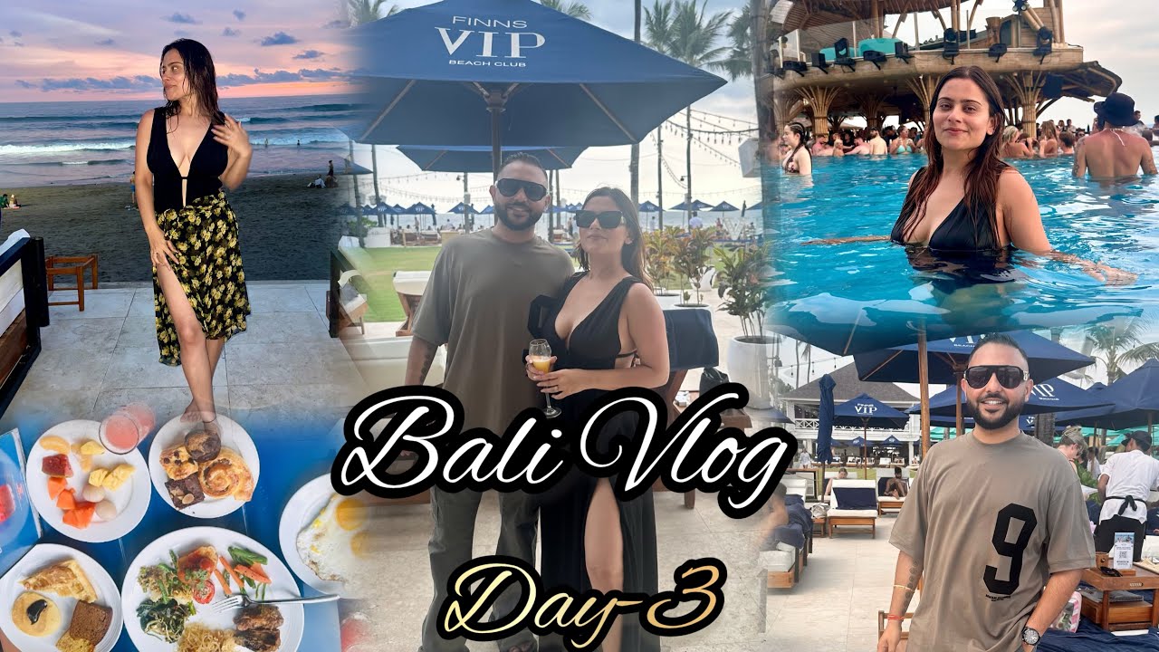 Honeymoon Vlog in BALI || DAY-3 || Finns Day Club || Beach, Pool & Party 🥳