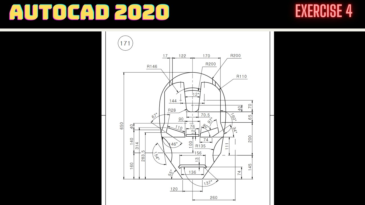 Autocad Ironman Çizimi | Autocad Ironman Drawing | Autocad Dibujo de Ironman | 2D Exercise 4