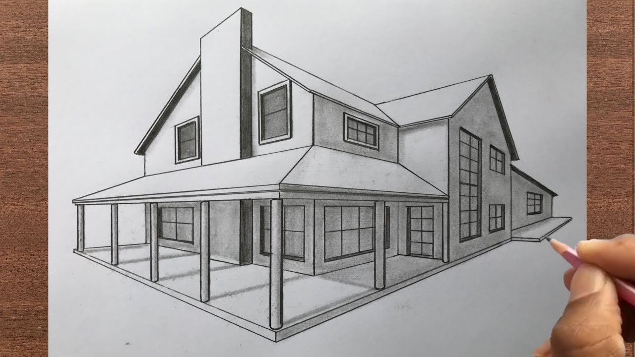 How to Draw a House in 2 Point Perspective