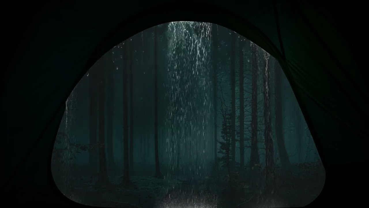 Long Sleep w/ Endless Rain Sounds on Tent under Pouring Rain in the Jungle at Night🚙Overnight Picnic