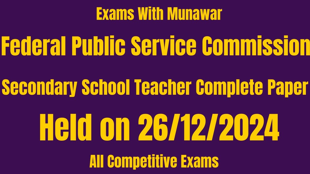 FPSC SST Complete Solved Paper Held on 26/12/2024