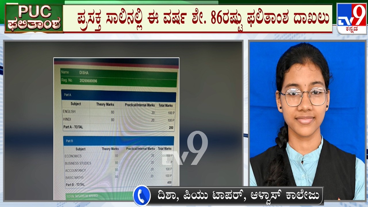 Karnataka 2nd PUC Results 2026 Announced | Commerce Topper Disha Reacts To TV9