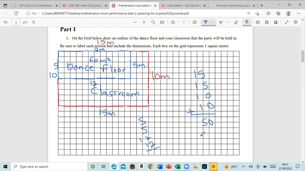 PEP MATHS Performance Task past paper (2023)