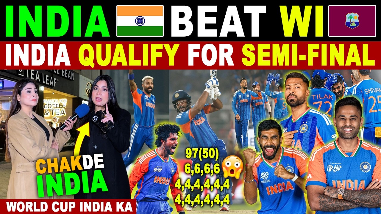 IND🇮🇳 DESTROY WI🇧🇲 SANJU SAMSON 97😱 INDIA QUALIFY FOR SEMI-FINAL | PAK PUBLIC REACTIONS