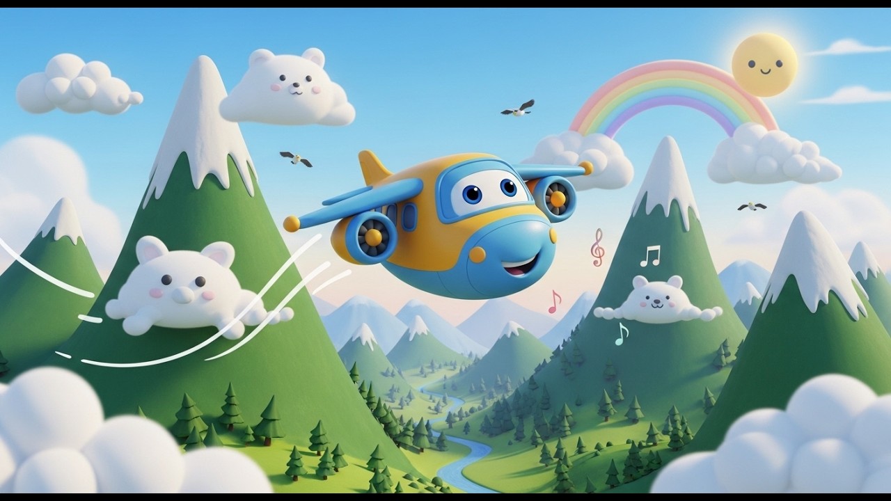 Avión vuela sobre las montañas | Rimas infantiles para niños