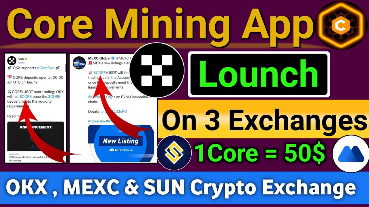 Core Coin List on 3 Exchanges | OKX , MEXC & Sun Crypto Exchange | Core Core Listing Date Announced