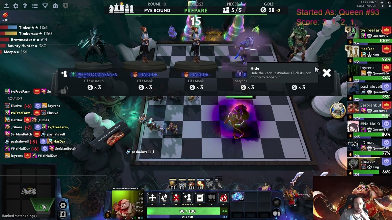 Faceless 3 Cost! 19.6.2023 Dota Auto Chess S25 King+ Game!