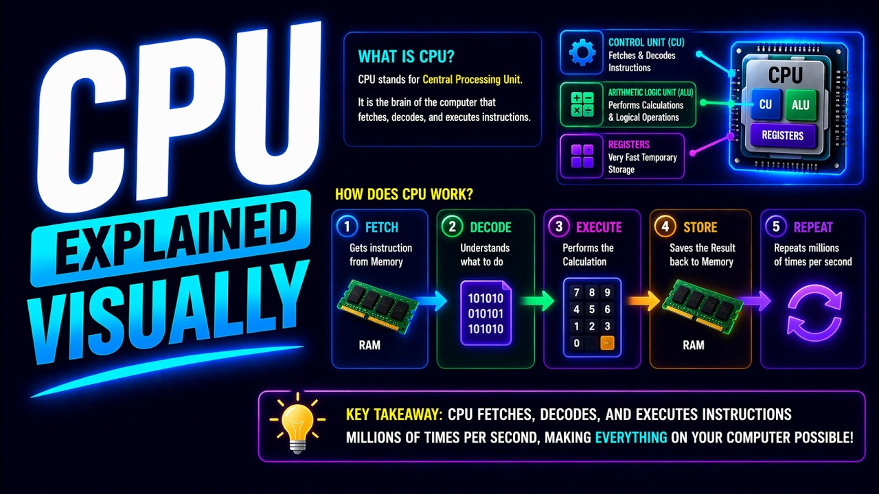 CPU Explained &ndash; What is a CPU & How Does a CPU Work? (Cores, Cache, Clock Speed) | Animated