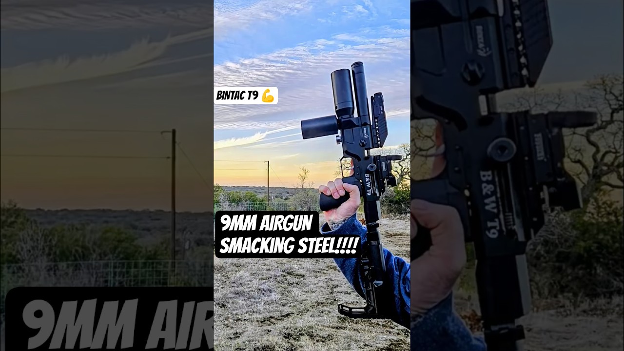 BINTAC T9 9MM SEMI AUTO PCP AIRGUN VS 1/2 INCH STEEL! WITH 79 GRAIN 9MM PELLETS! 💪