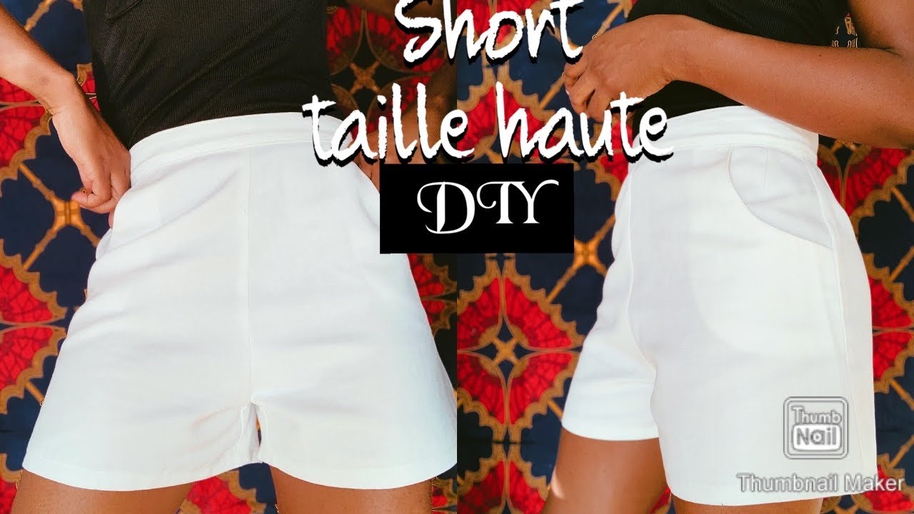 COUDRE UN SHORT TAILLE HAUTE AVEC FERMETURE ET POCHES | PATRON GRATUIT | TRES FACILE