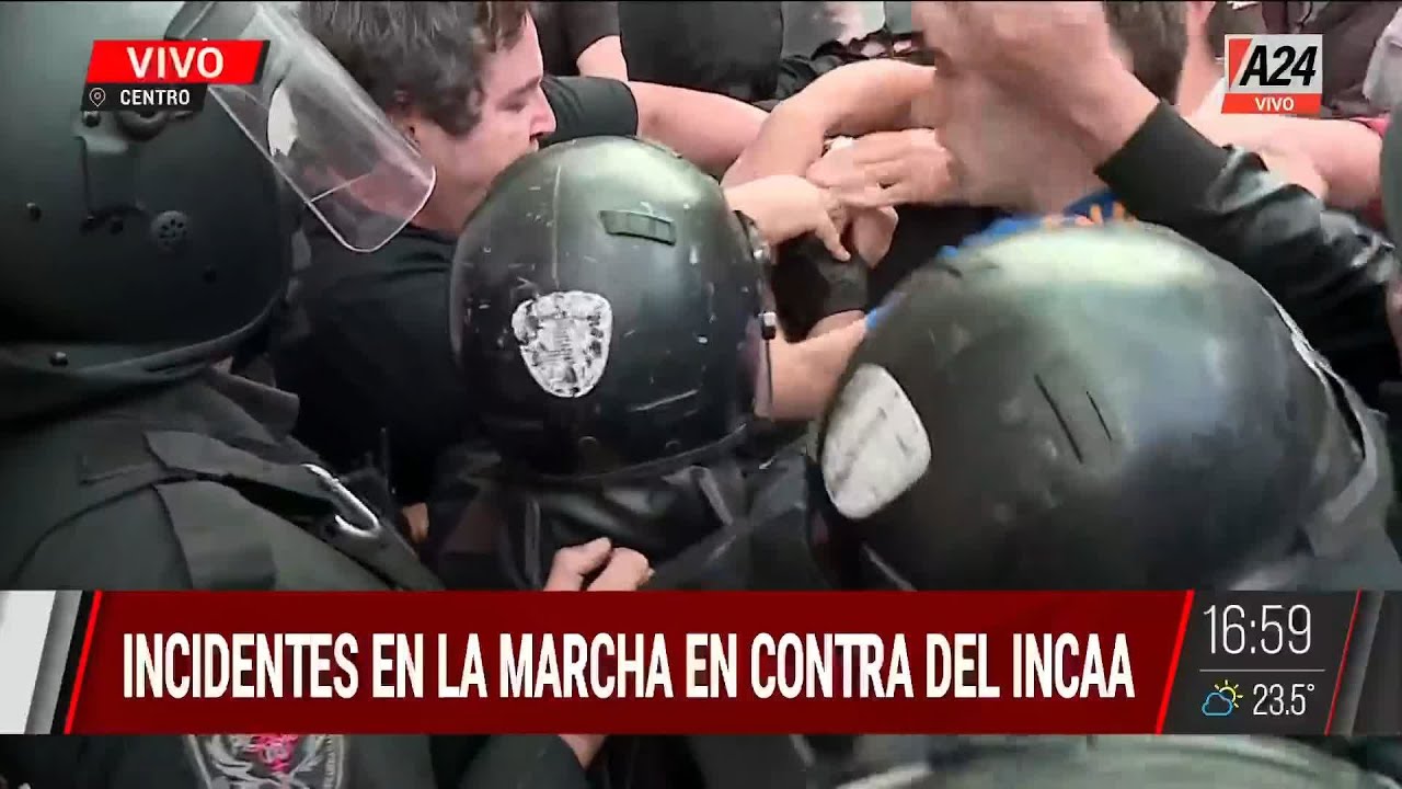 🚨Incidentes en la marcha del INCAA🚨 A24