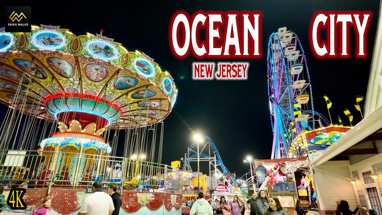 Ocean City NJ Boardwalk at Night 🌙 | 4K Walking Tour
