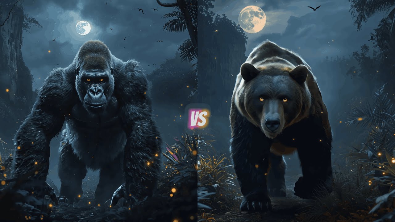Gorilla vs Bear vs Wild Animals - ANIMAL FIGHT AT NIGHT !
