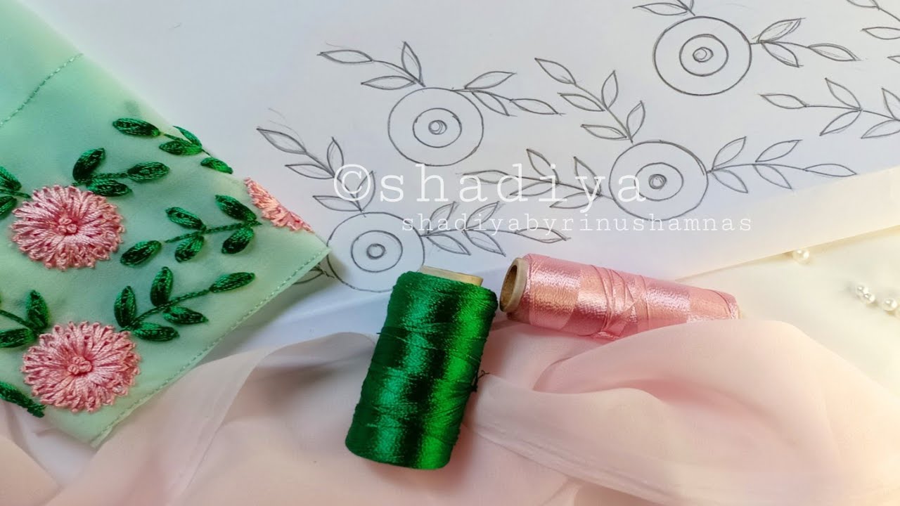 Most beautiful two layer lazy daisy flower embroidery design on sleeves|hand embroidery sleeves