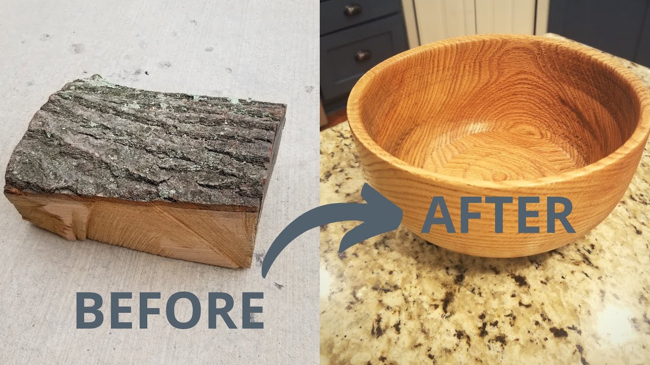 Red Oak Stump Transformed Into A Beautiful Bowl - Woodturning Project