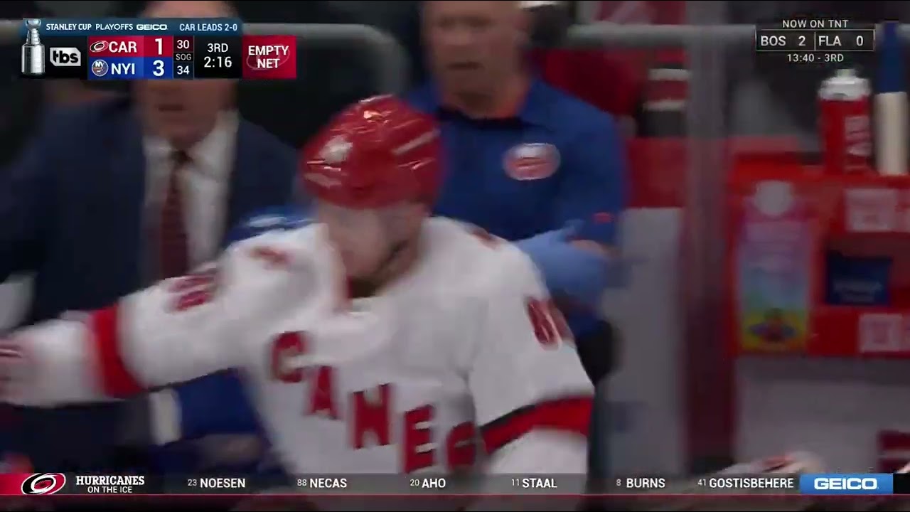 Martin Necas just got dumped into the Islanders bench punched someone in the face