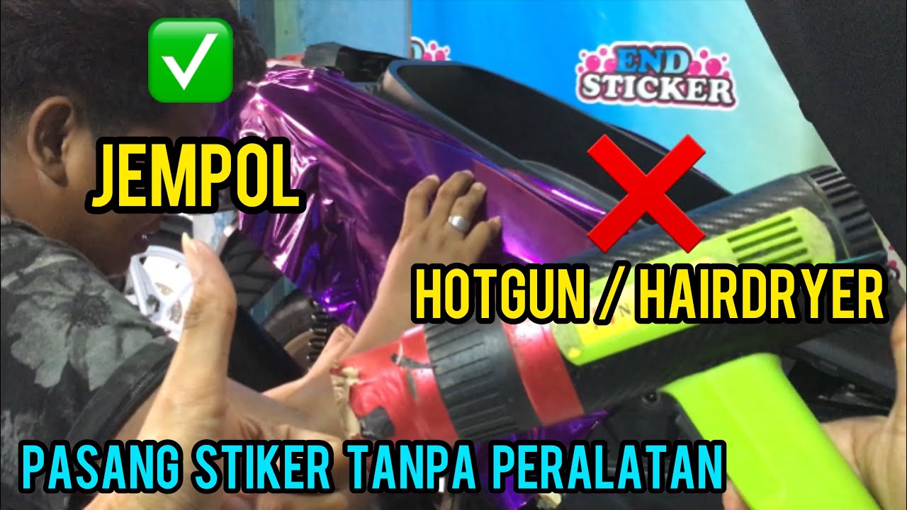 Pasang stiker cuma pake jempol - karna bahan stiker kayak gini gk boleh d hotgun👌😎