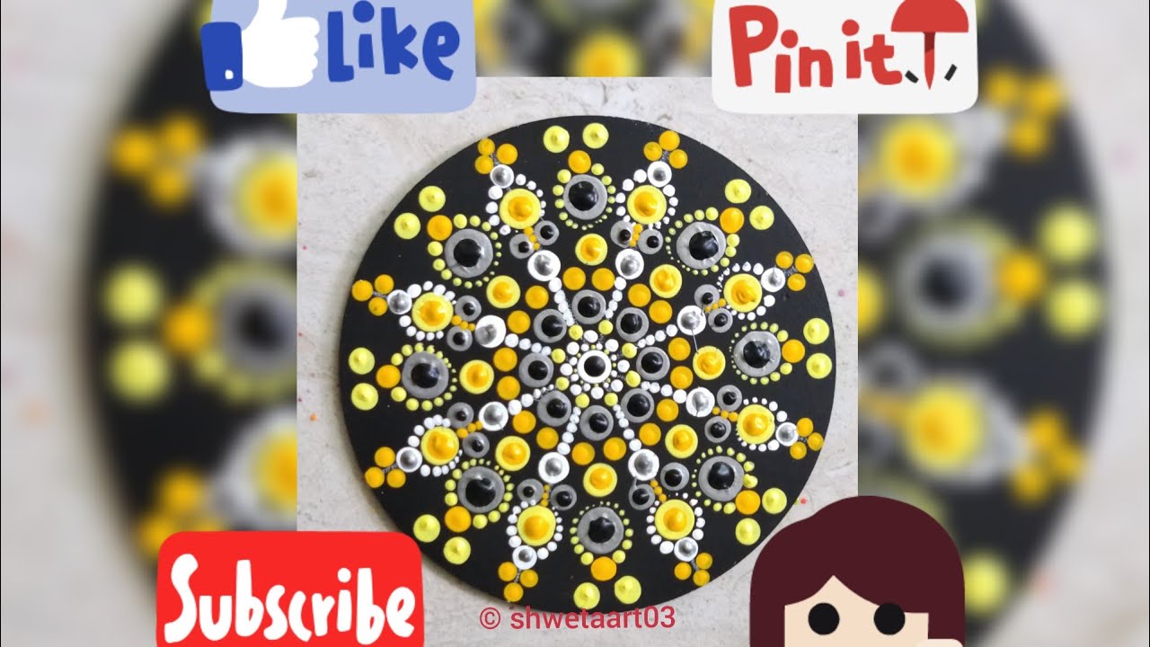 Dot mandala design on Fridge magnet/coaster #45- full Tutorial by shwetaart03