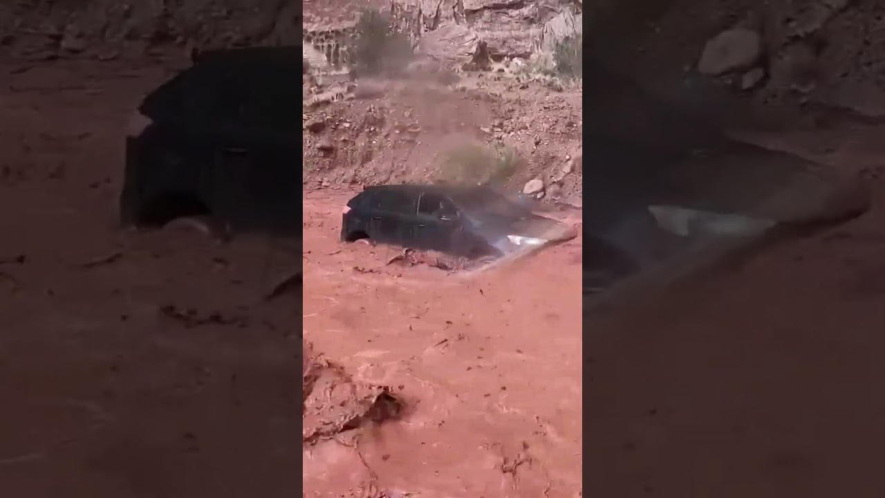 Flash flood swept away car