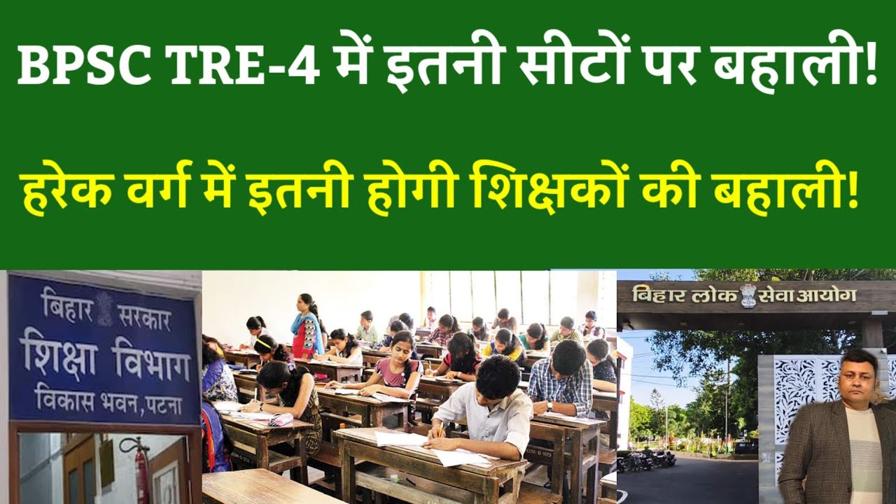 BPSC TRE-4 vacancy latest update:इतनी सीटों पर बहाली!हरेक वर्ग में इतनी होगी शिक्षकों की बहाली!
