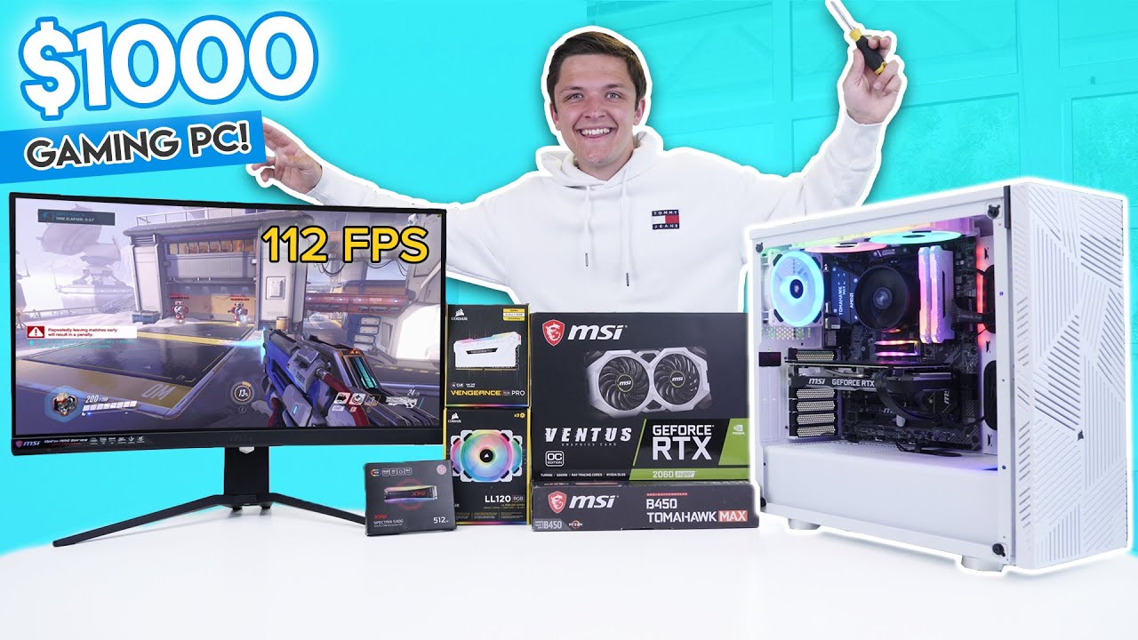 Insane $1000 Gaming PC Build 2020! [RTX 2060 Super w/ 1440p Gaming Benchmarks!]