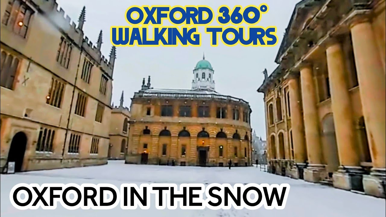 Oxford Old Town in the Snow 360 Tour. Sheldonian, Bodleian, Radcliffe Camera, Bridge of Sighs